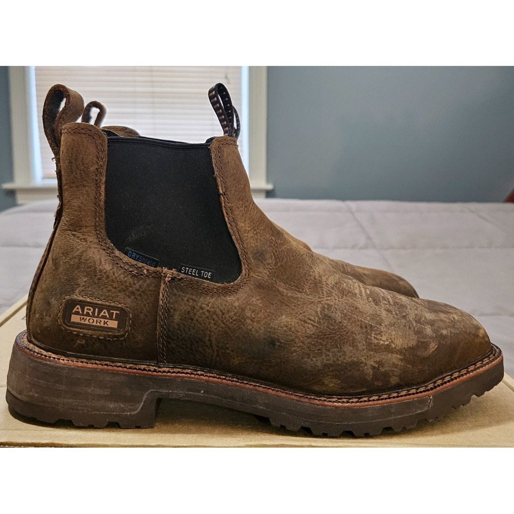 Ariat® (Men's 9 D) 6" Activator™ Waterproof Steel-Toe Chelsea Boot, Brown - $200